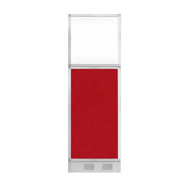 Hush Panel Configurable Cubicle Partition 2' x 6' Red Fabric Clear Window w/ Cable Channel